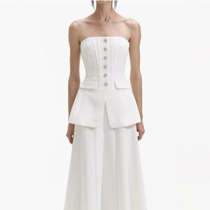 Self-Portrait White Strapless Wedding Dress